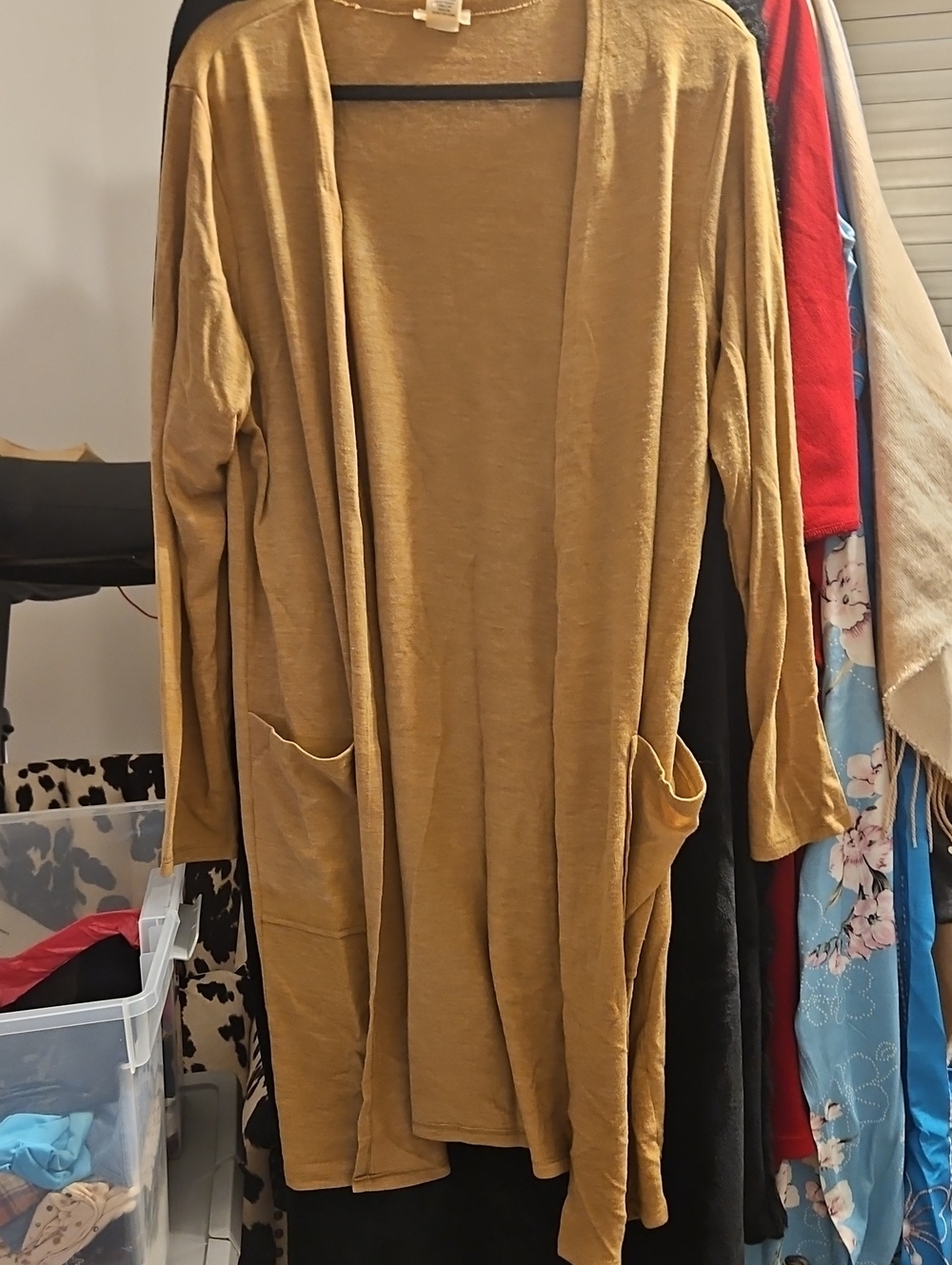 Yelete Open-Front Mustard Longline Cardigan